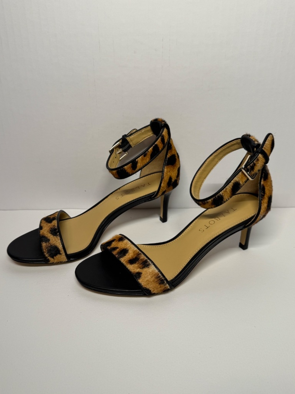 Talbots Leopard Print Calf Hair Ankle Strap Heels S 5M Chic Animal Print Sandals - Picture 2 of 11
